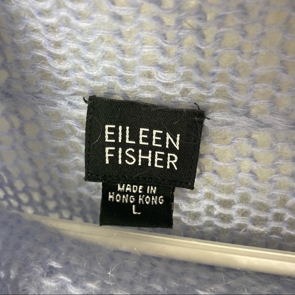 Eileen Fisher lilac periwinkle kid mohair open knit cowl sweater L - Picture 6 of 10